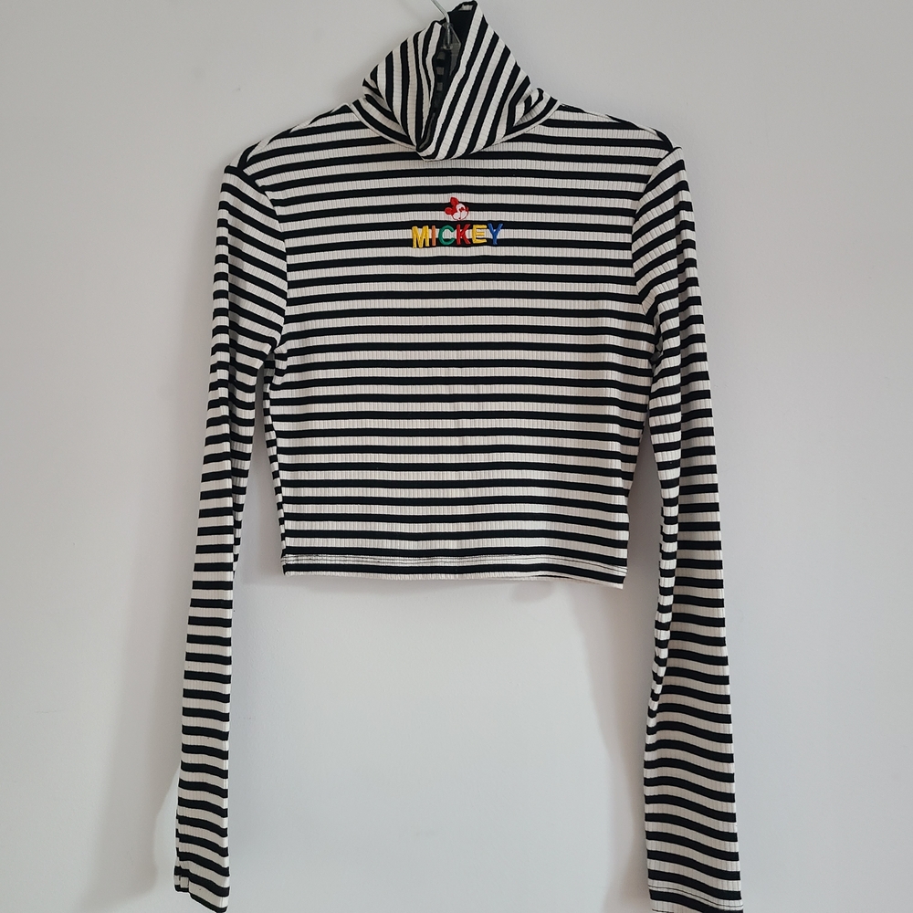 Disney Black and White Striped Top Size Small